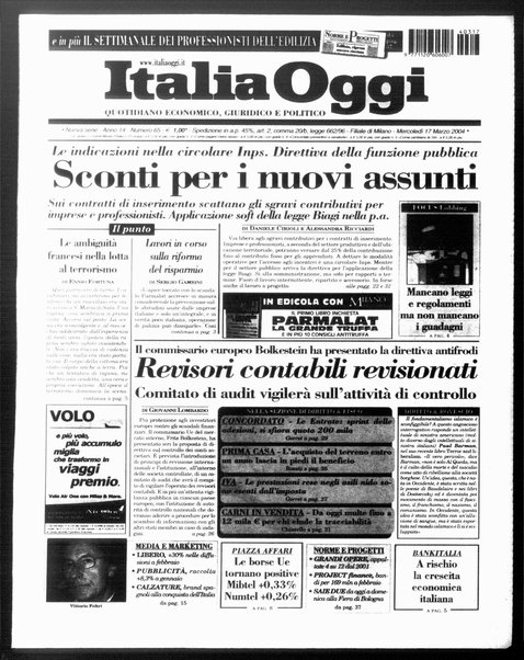 Italia oggi : quotidiano di economia finanza e politica